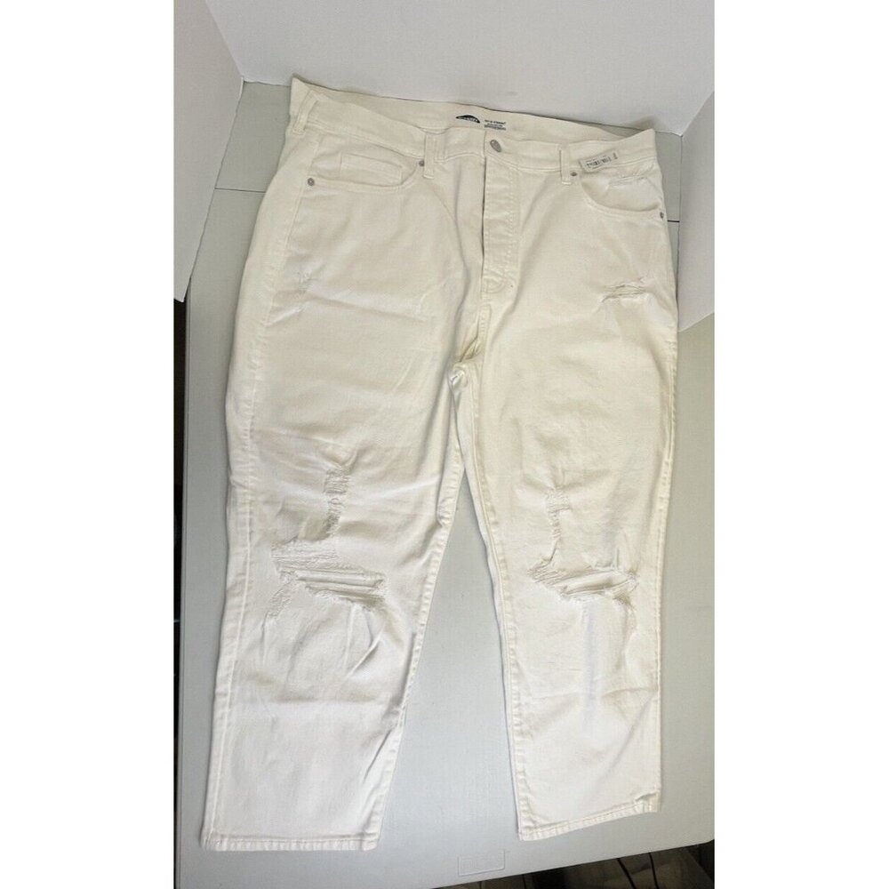 NEW Old Navy Jeans Women White 18 P Sky-Hi Straight Extra High Rise Secret Slim